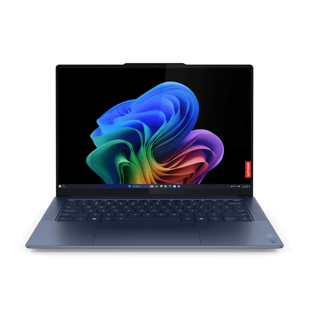 Laptop ultraportabil Lenovo Yoga Slim 7 14Q8X9 cu procesor Qualcomm® Snapdragon® X Elite X1E-78-100 pana la 3.4GHz, 14.5″, 3K, OLED, Touch, 32GB LPDDR5x, 1TB SSD, Qualcomm® Adreno™ GPU, Windows 11 Pro, Cosmic Blue, 3Y Courier/Carry-in upgrade