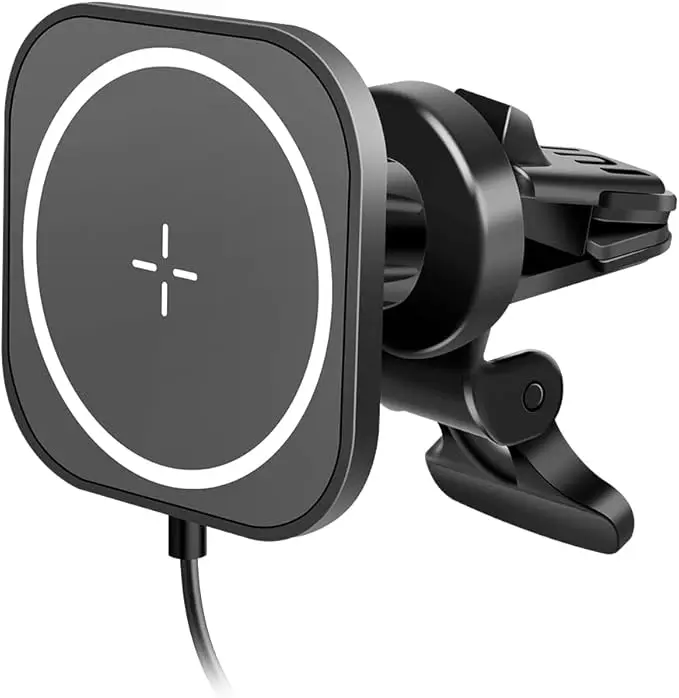 Suport auto magnetic LogiLink cu incarcare rapida Qi 15W, negru, 8,3×8,3×6,05cm