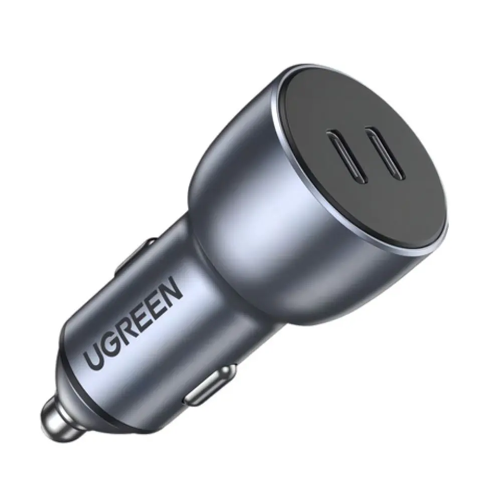 Incarcator auto Ugreen, 2 x USB-C, QC, 36W, Gri
