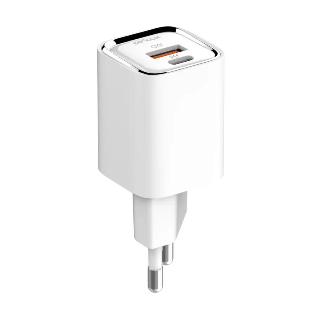 Incarcator retea Serioux QC30W, Quick Charge 3.0, 30W, 1x USB-C, 1x USB-A, cablu Type-C inclus, Alb