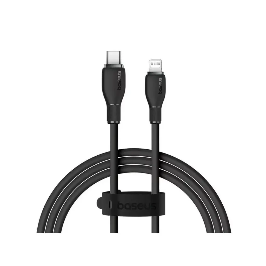 Cablu Baseus Pudding Series, 20W, Fast Charging, Lightning – USB-C, 1.2 metri, Negru