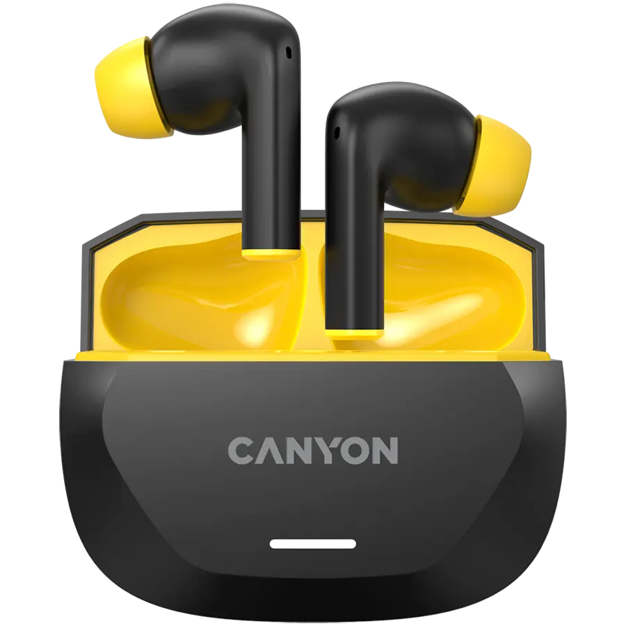 Casti wireless Canyon, Hexagon 7 TWS, Negru/Galben, Bluetooth, 10m