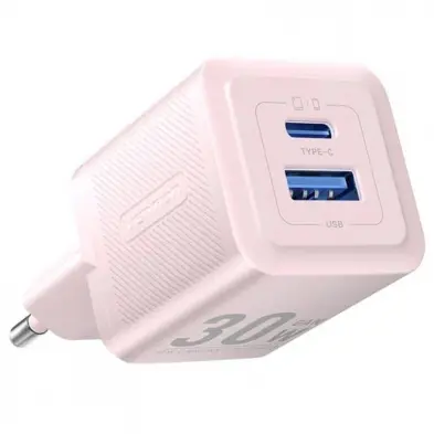 Incarcator retea Vention 30W, 1 x USB Type-C, 1 x USB, 5V/3A, PD 3.0, QC 3.0, QC 4.0, Roz
