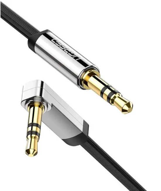 Cablu audio UGREEN AV119 jack 2 m plat unghi Negru