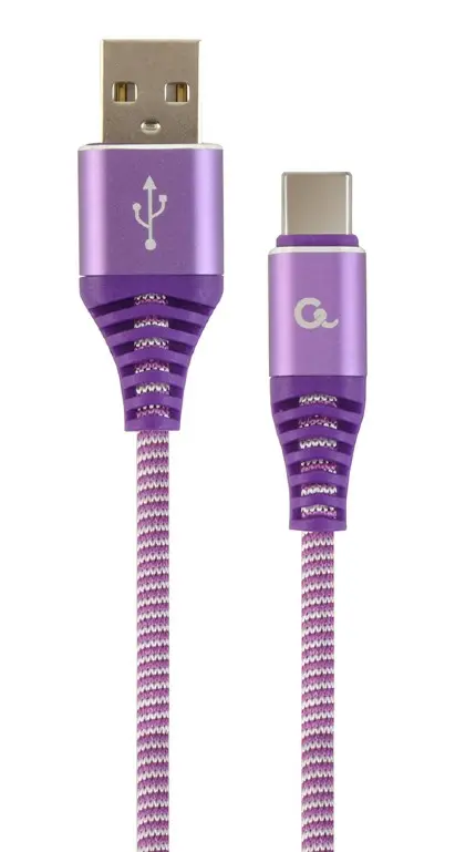 Cablu alimentare si date Gembird, USB 2.0 (T) la USB 2.0 Type-C (T), 2m, Mov / Alb, CC-USB2B-AMCM-2M-PW