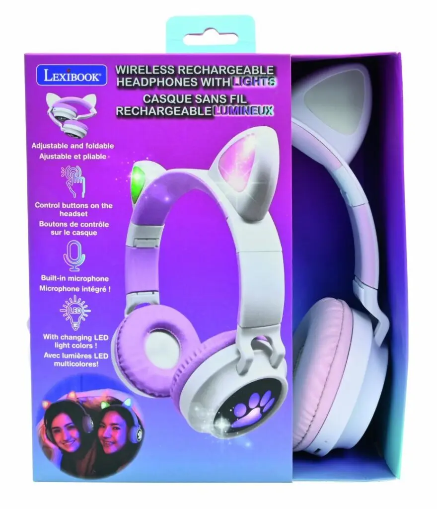 Casti Bluetooth fara fir, Lexibook, Alb/Mov