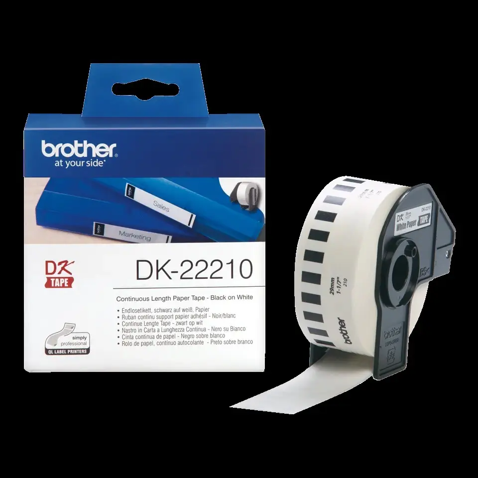 Rola etichete Brother DK22210, hârtie continuă 29 mm × 30,48 m