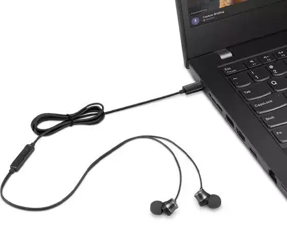 Casti cu microfon Lenovo 4XD1J77351, USB-C, Black