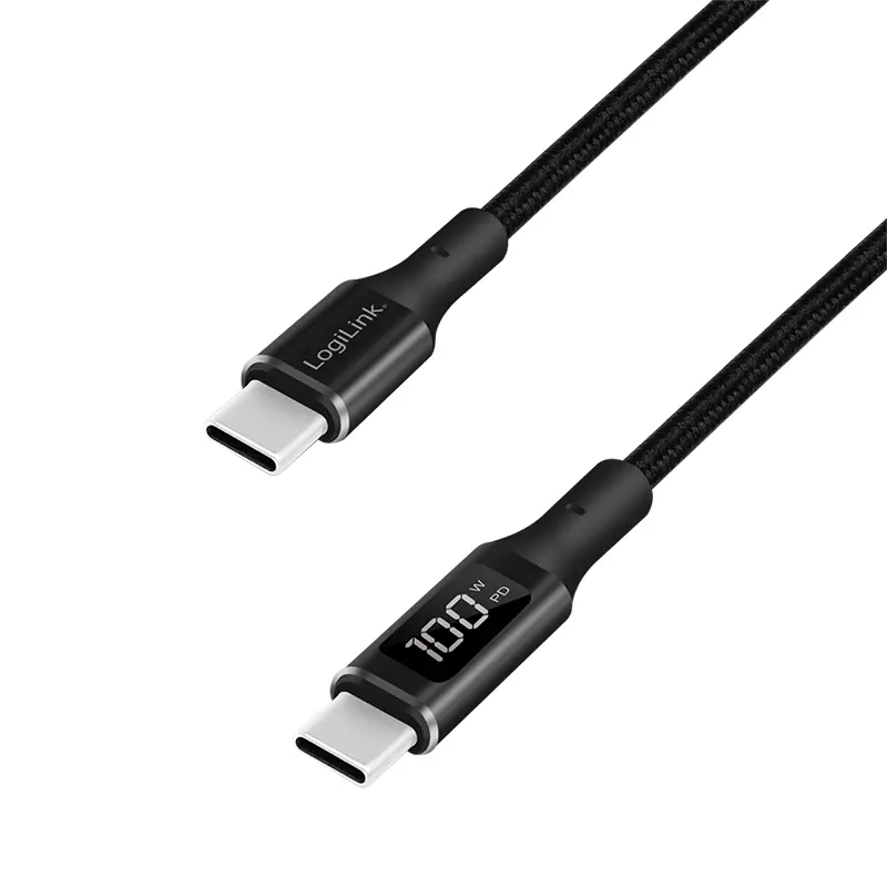 Cablu USB-C Logilink CU0181 1m PD E-mark display negru