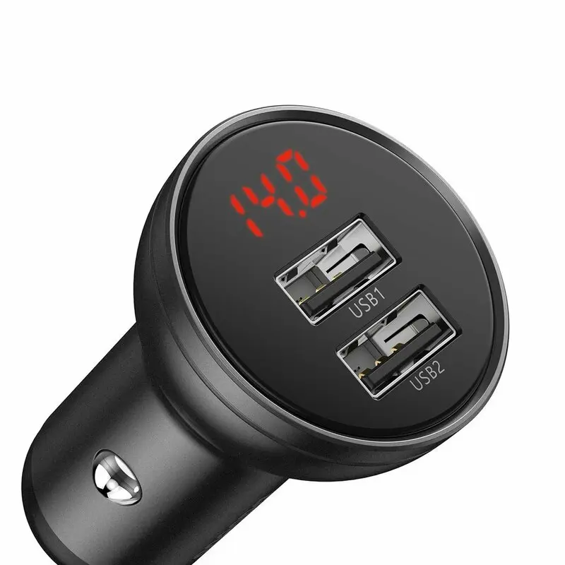 Încărcător auto Baseus 24W cablu 3 în 1 gri închis