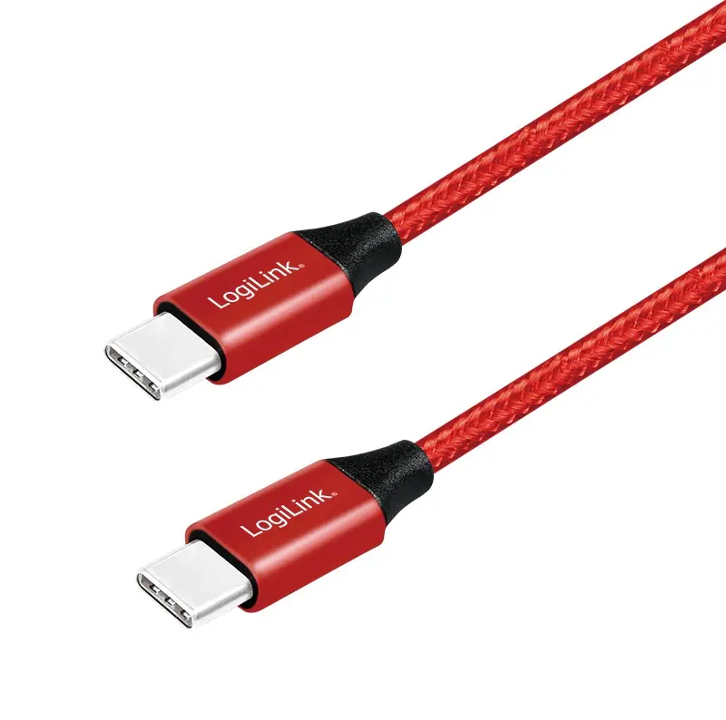 Cablu de date Logilink, CU0156, USB 2.0, USB Type-C (T) la USB Type-C (T), 1m, Premium, Rosu