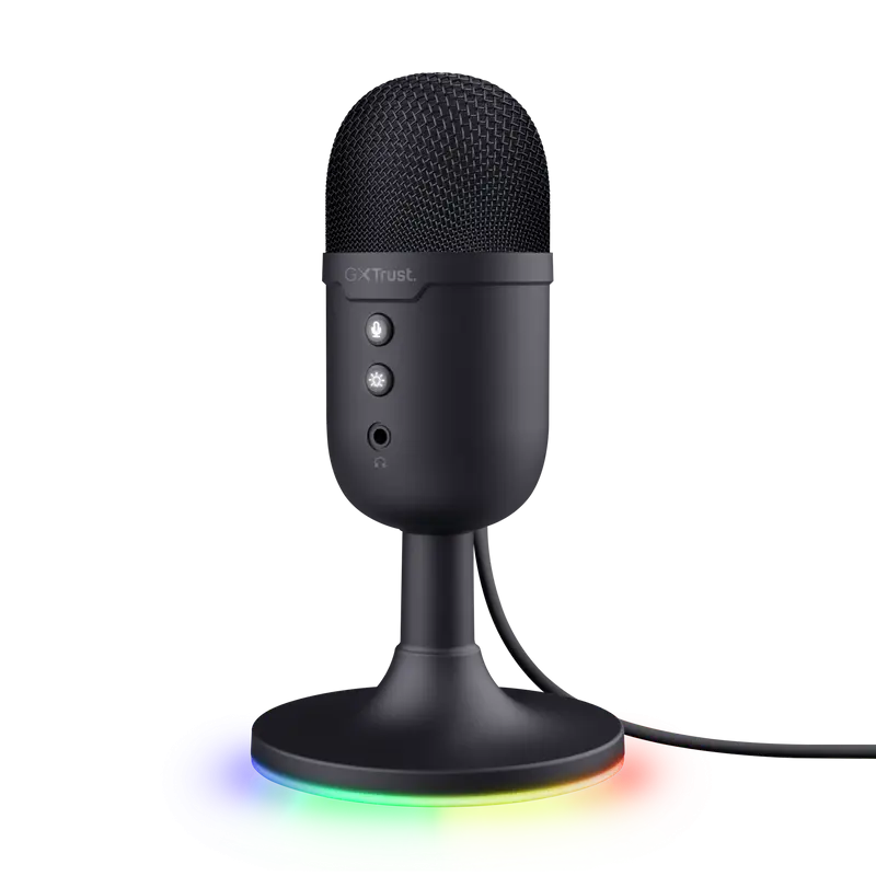 Microfon gaming Trust GXT 234 Yunix USB negru, RGB, cardioid, mute
