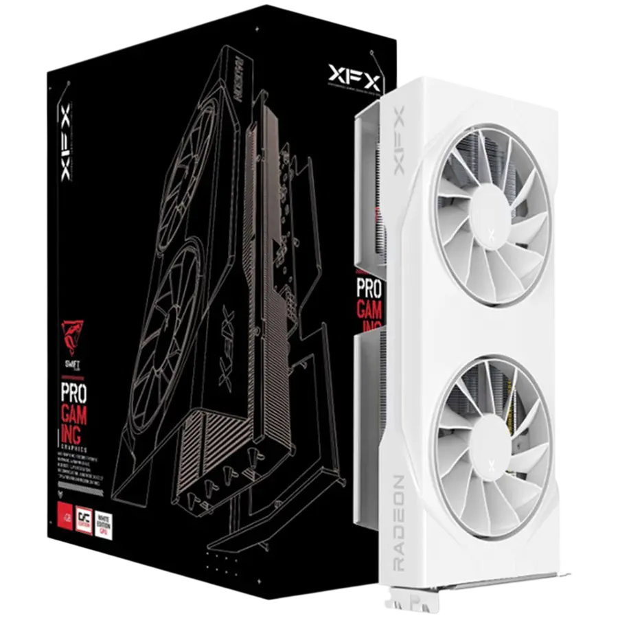 Placa video XFX Swift AMD Radeon™ RX 9060 XT OC White Gaming Edition, 8GB GDDR6, 128-bit