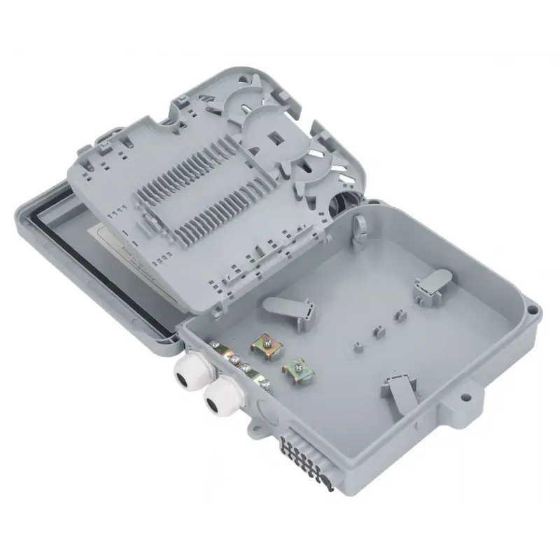 Cutie de distributie fibra optica FTTH IP65 12 porturi SC simplex/LC duplex, fara adaptoare cu caseta de sudura inclusa si tuburi termo – Emtex „LW-GFS23-2-12C”