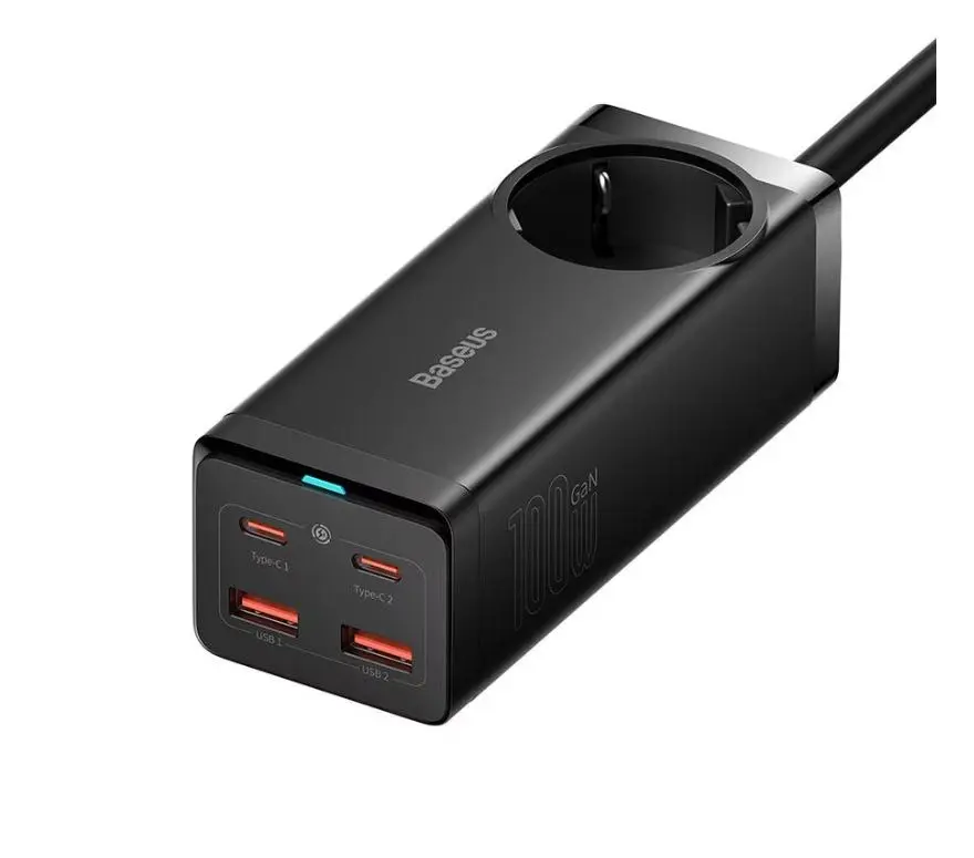 Stație încărcare Baseus GaN3 Pro 100W 2x USB-C 2x USB AC negru