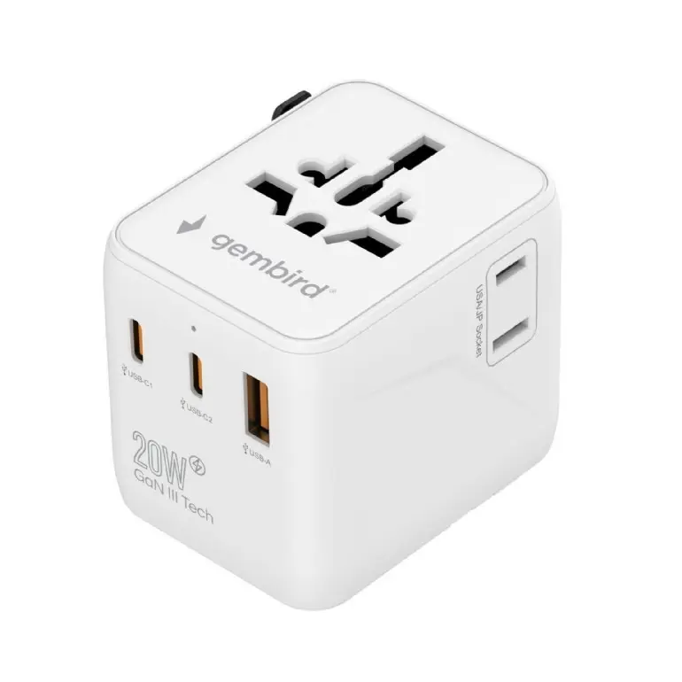 Incarcator universal, GEMBIRD, 20W, 3 porturi USB rapide, alb