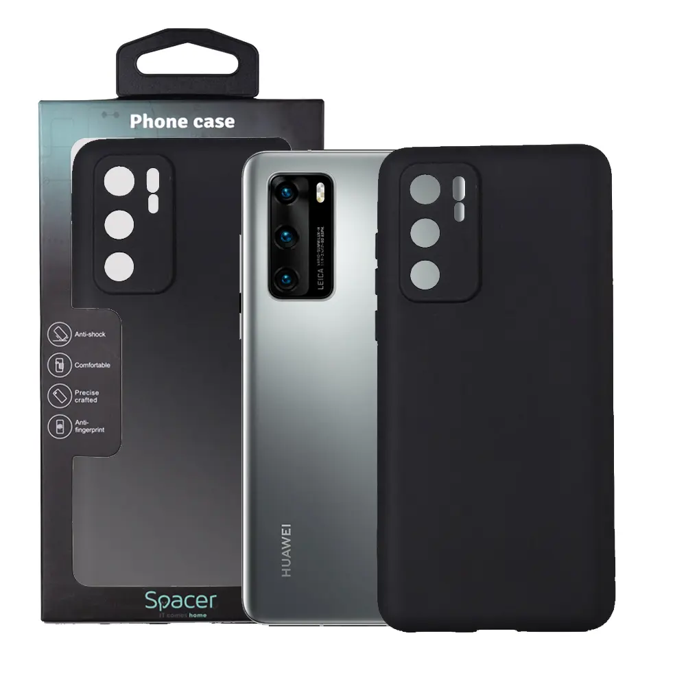 Husă Spacer Huawei P40 neagră TPU 1,5 mm