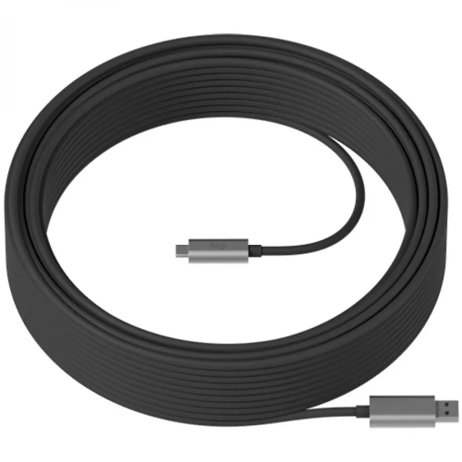 Cablu de date si incarcare, Logitech, USB-A/USB-C, 10m, Gri