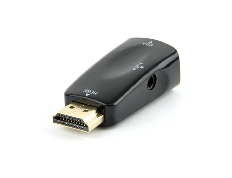 Adaptor video Gembird HDMI (T) la VGA (M), rezoluție maximă Full HD la 60Hz, negru, A-HDMI-VGA-02