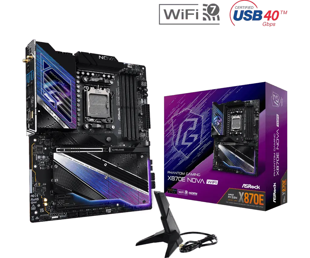 Placa de baza ASRock PHANTOM GAMING X870E Nova WiFi, AMD X870, AM5, ATX, DDR5