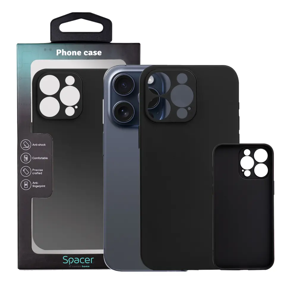 Husă iPhone 15 Pro Max Spacer TPU negru