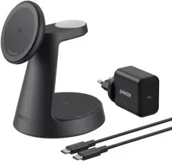 Încărcător wireless Anker MagGo 3-in-1 Qi2 15W Negru