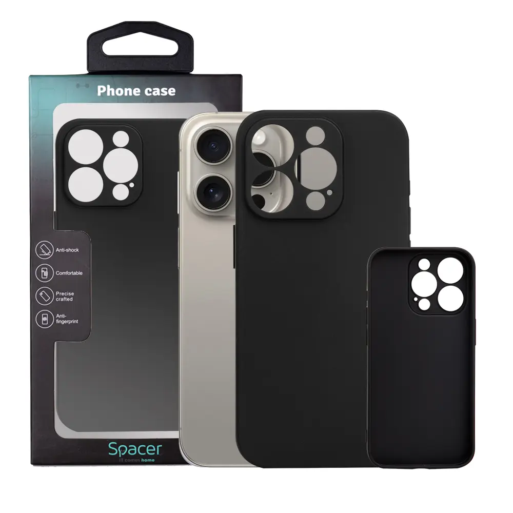 Husă iPhone 15 Pro Spacer TPU negru
