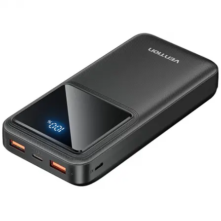 Acumulator extern Vention 20.000 mAh/74Wh, 22.5W , 2 x USB; 1 x USB Type-C, 1 x Micro USB, digital display pt. status baterie, max. 3A, Negru