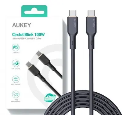 Cablu Aukey USB-C la USB-C negru 100W