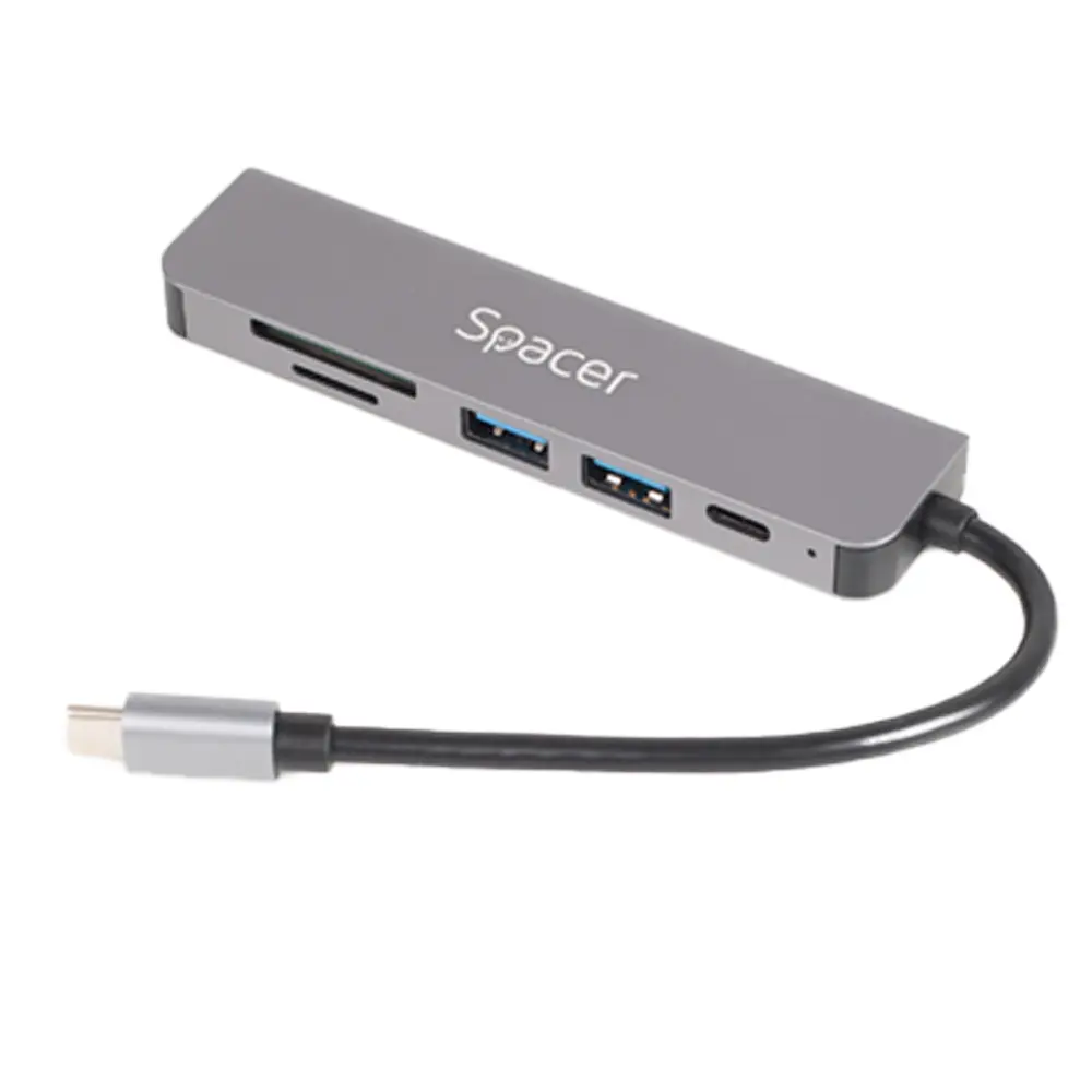 Docking station Spacer SPDS-TYPEC-HUPS6 6-in-1 gri USB-C