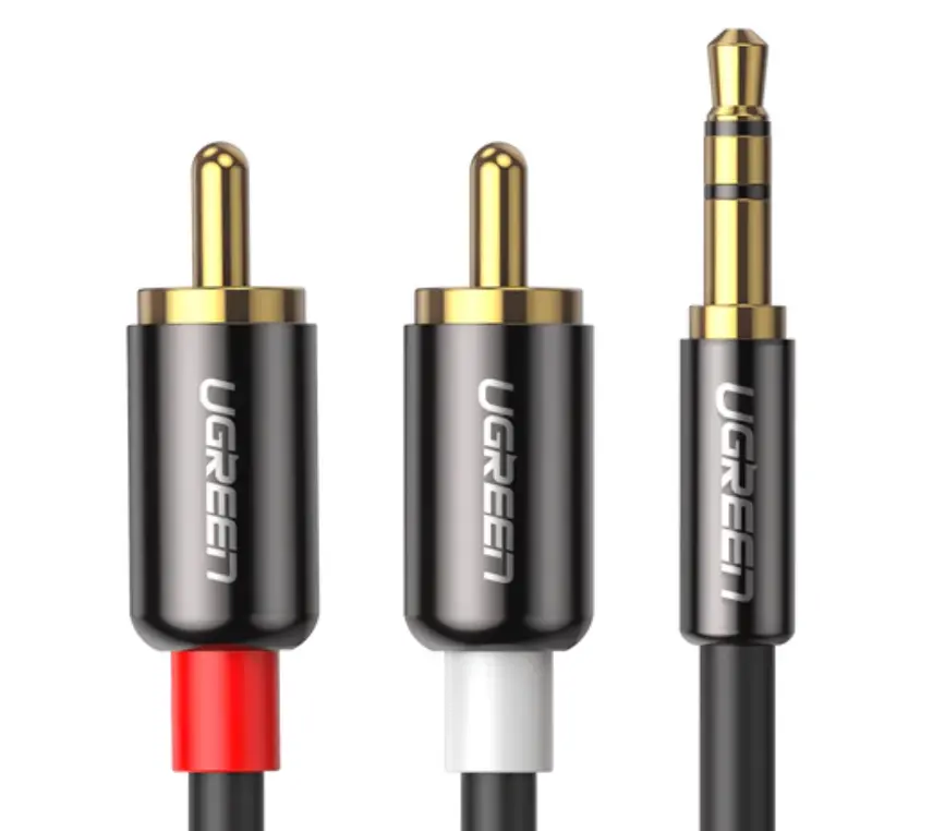 Cablu audio UGREEN AV116 10590 3 m jack 3,5 mm la 2x RCA negru