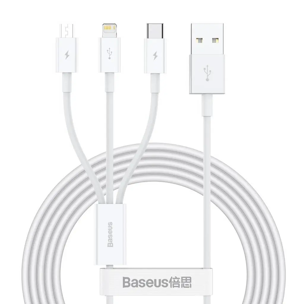 Cablu Baseus CAMLTYS-02 3in1 1 5m Alb