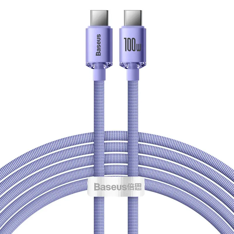 Cablu Baseus Crystal Shine, Fast Charge, USB-C la USB-C, 100W, 2m, Violet
