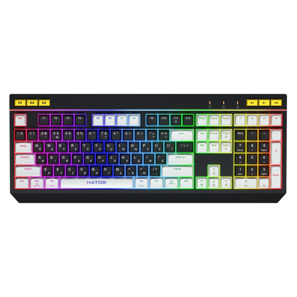 Tastatură gaming Hator Icefall HTK400US RGB alb/negru