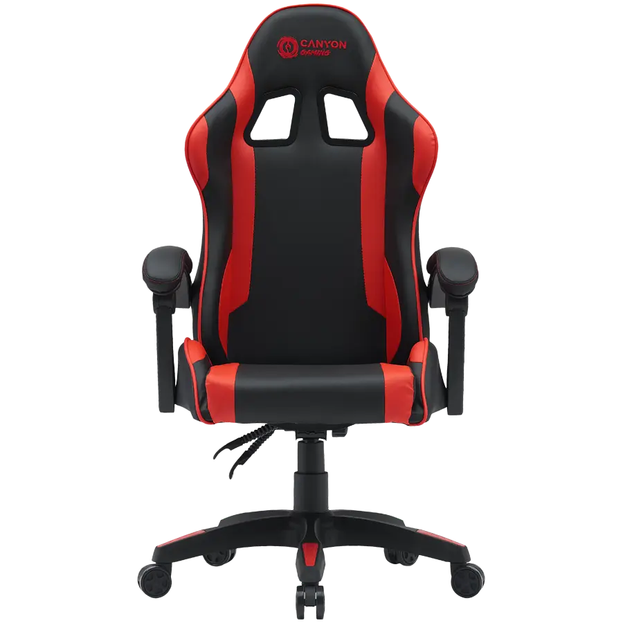 Scaun gaming Canyon CNE-SGCH2R, spatar reglabil, perna pentru cap si spate, Negru-Rosu