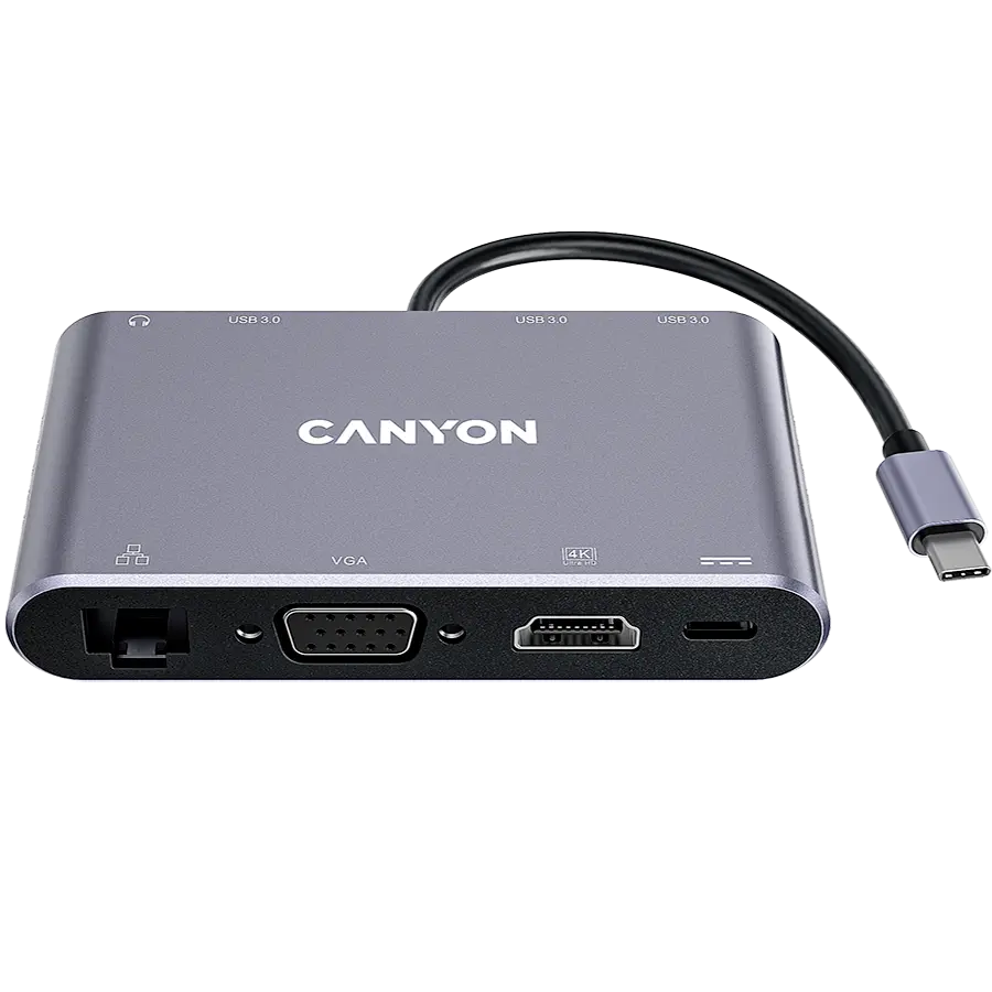 Hub USB Canyon DS-14 8in1 4k USB-C Dark Grey