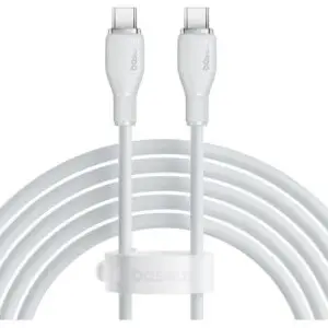 Cablu alimentare și date Baseus Pudding, USB Type-C la USB Type-C, 100W, alb, 2m