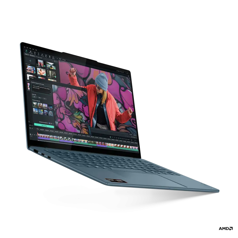 Laptop Lenovo Yoga Slim 7 14AKP10 cu procesor AMD Ryzen™ AI 7 350 pana la 5.0GHz, 14″ WUXGA, OLED, 16GB LPDDR5x RAM, 1TB SSD, AMD Radeon™ 860M Graphics, Windows® 11 Home, Tidal Teal, 3y on-site Premium Care