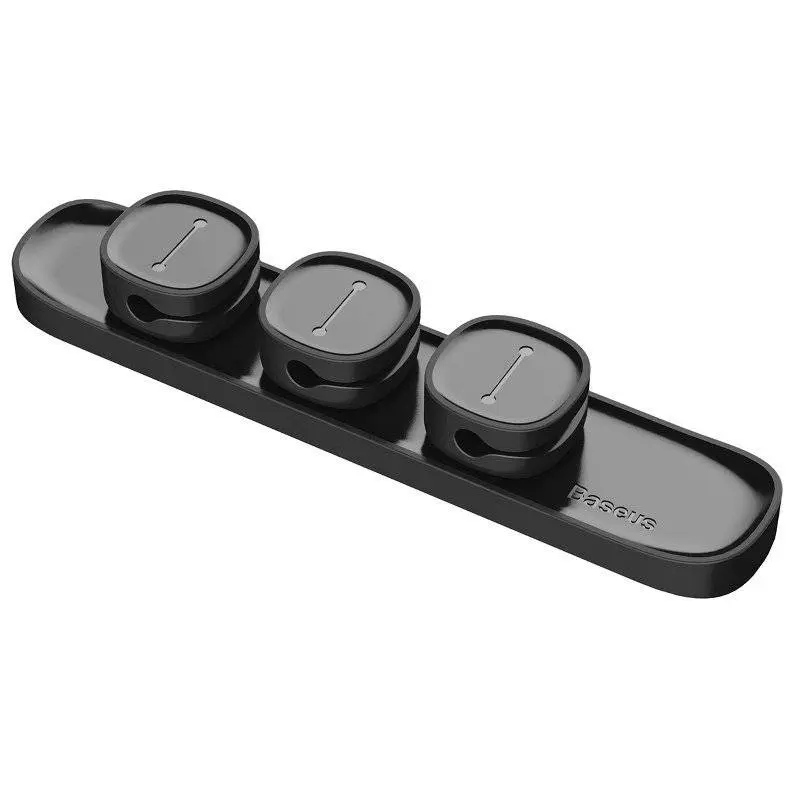 Organizator cabluri Baseus ACWDJ-01 negru, Peas adeziv 3M, 3 orificii magnetice