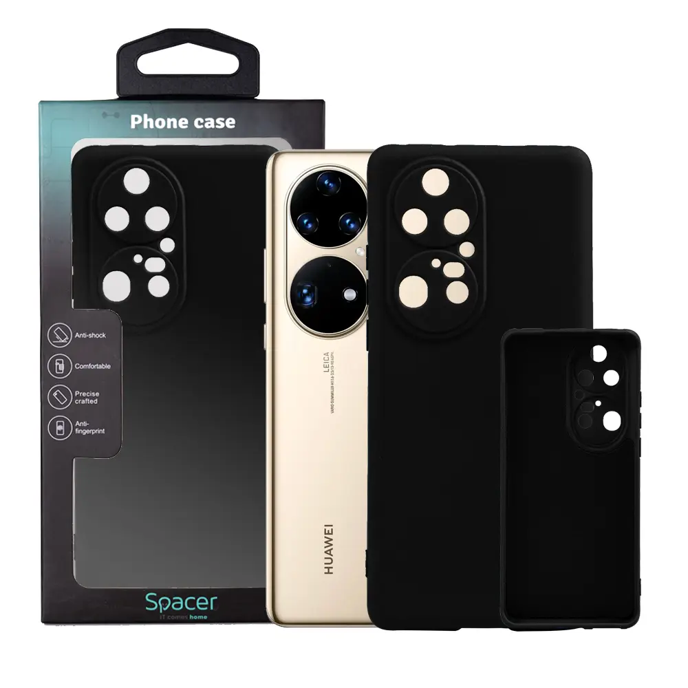 Husă Spacer Huawei P50 Pro silicon microfibră neagră