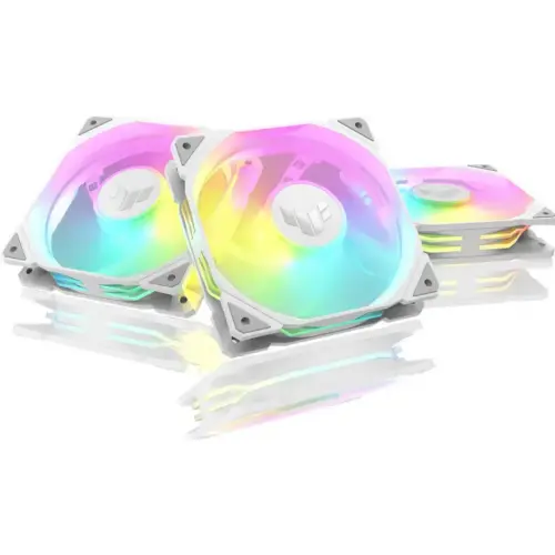 Kit ventilatoare ASUS TUF TR120 ARGB Reverse alb, pachet 3 buc