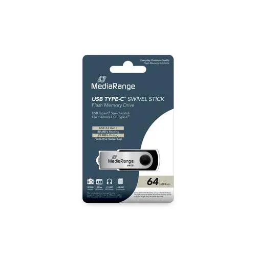Memorie USB MediaRange MR1953 64GB Type-C negru argintiu