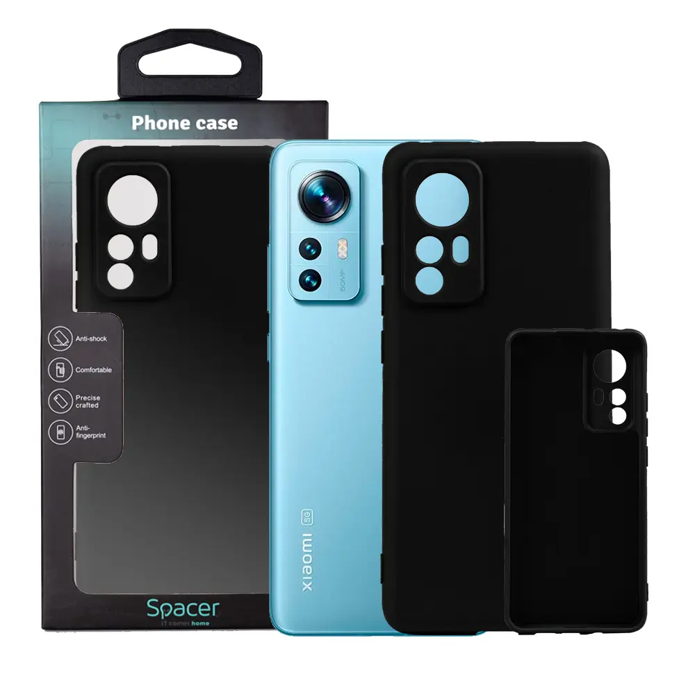 Husa Spacer Xiaomi 12 X negru silicon microfibră