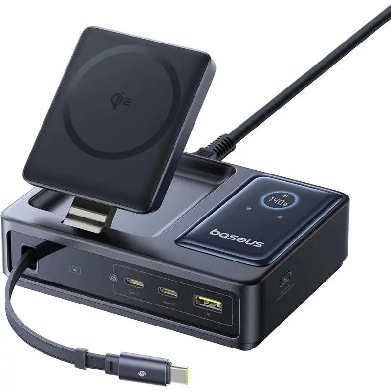 Încărcător wireless Baseus Nomos 5in1 140W negru