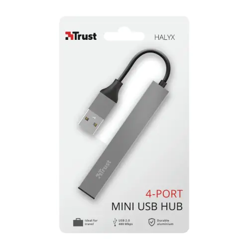 Hub USB Trust Halyx 4 porturi mini, aluminiu