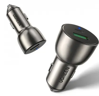 Încărcător auto Ugreen CD213 albastru, USB-A + USB-C