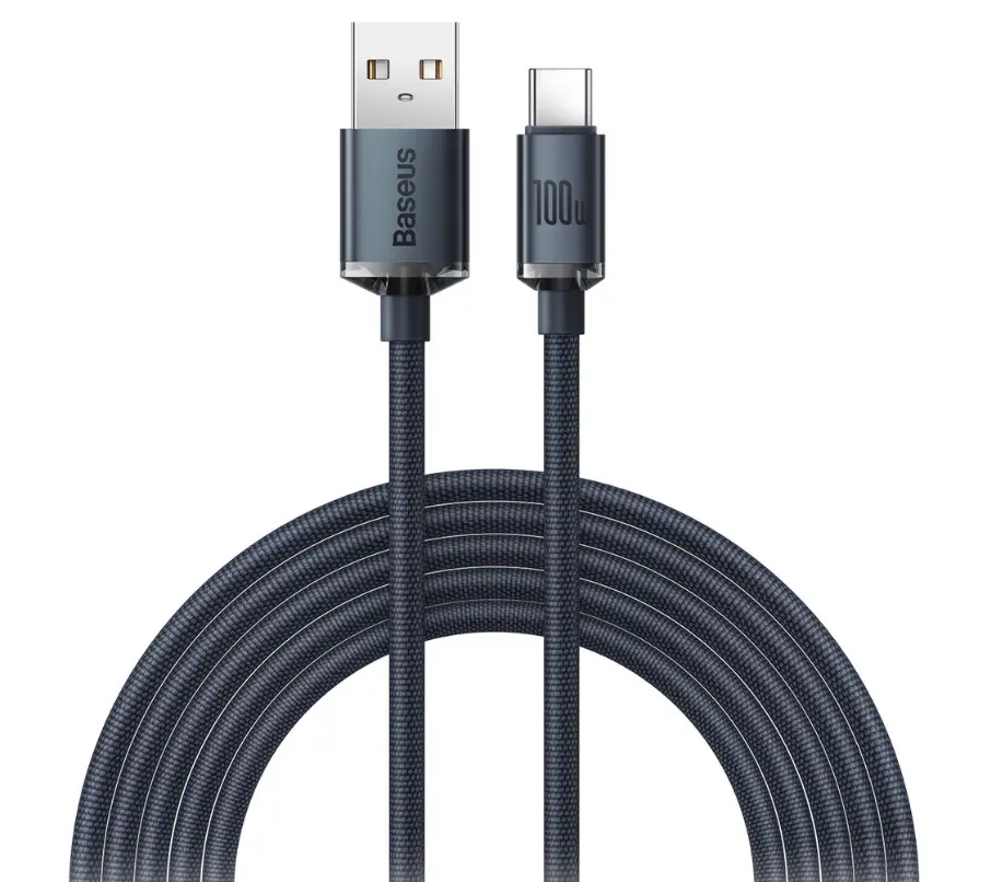 Cablu Baseus Crystal Shine USB-C 100W 2m Negru