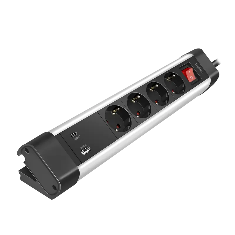 Prelungitor Logilink LPS278U 4 prize USB-C PD aluminiu 1,5 m