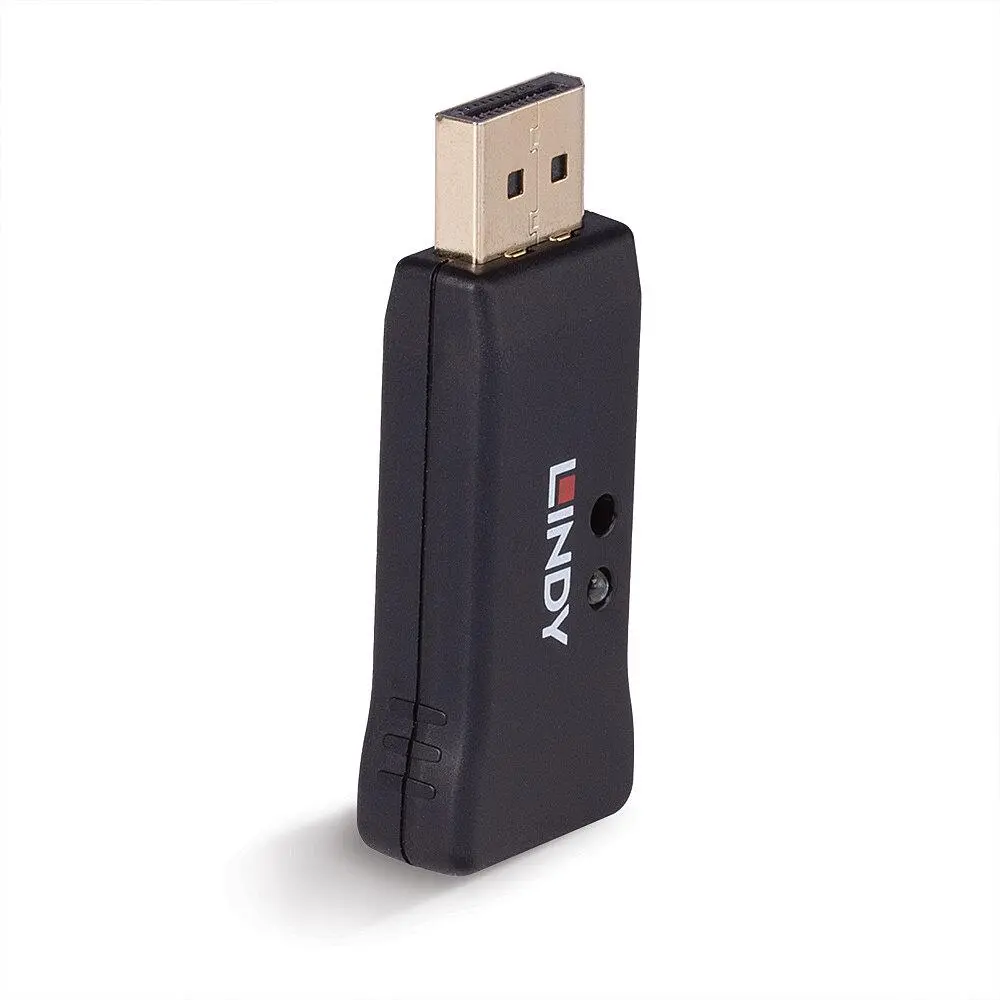 Emulator EDID Lindy DisplayPort 1.4, rezolutie maxima 7680×4320, latime de banda 32.4 Gbit/s, negru, 25.2×51.6×12.1 mm