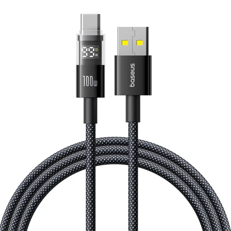 Cablu de date Baseus, USB la Type C, 100W, 2m, negru